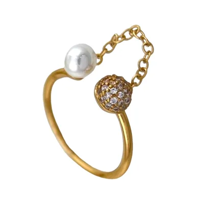 انگشتر زنانه مدل مروارید کد R4477