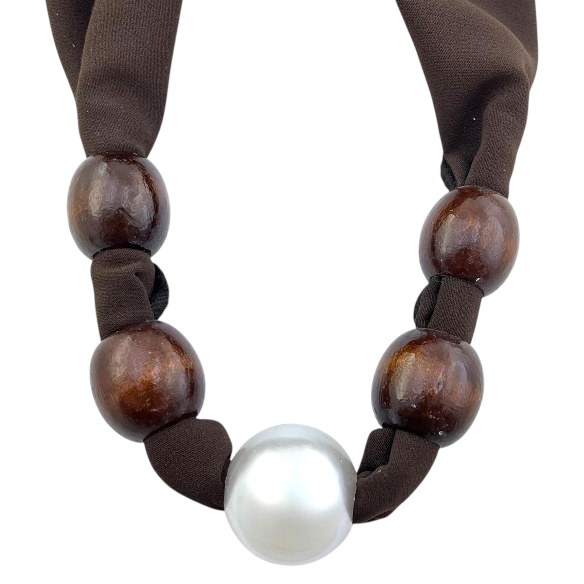 گردنبند زنانه پارچه ای مدل مروارید کد N5166