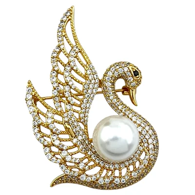 گل سینه زنانه ژوپینگ مدل قو کد G4183