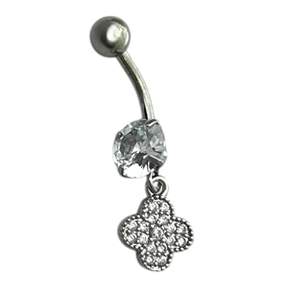 پیرسینگ ناف استیل زنانه مدل دایره جواهری کد P4825