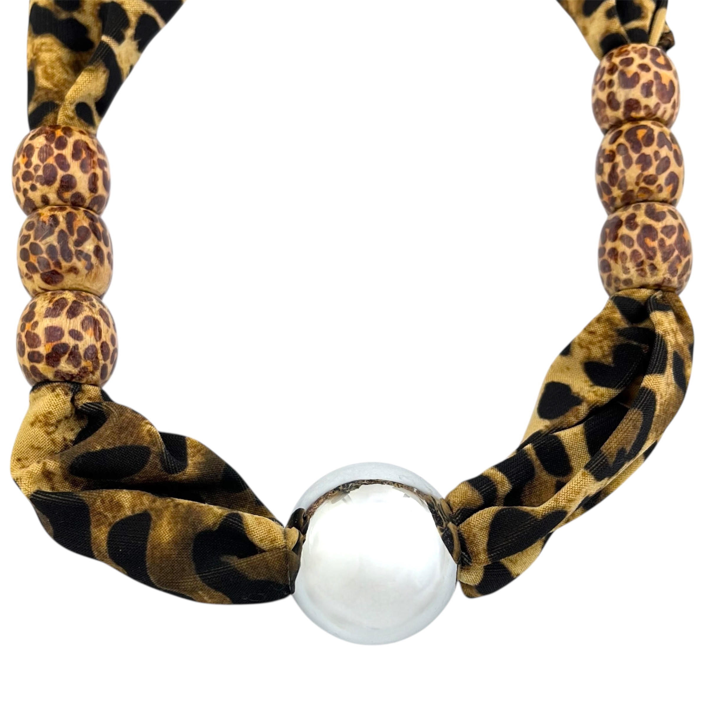 گردنبند زنانه پارچه ای مدل پلنگی کد N5158