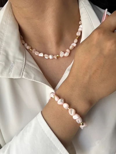 نیم ست گردنبند دستبند سنگی کد M1017