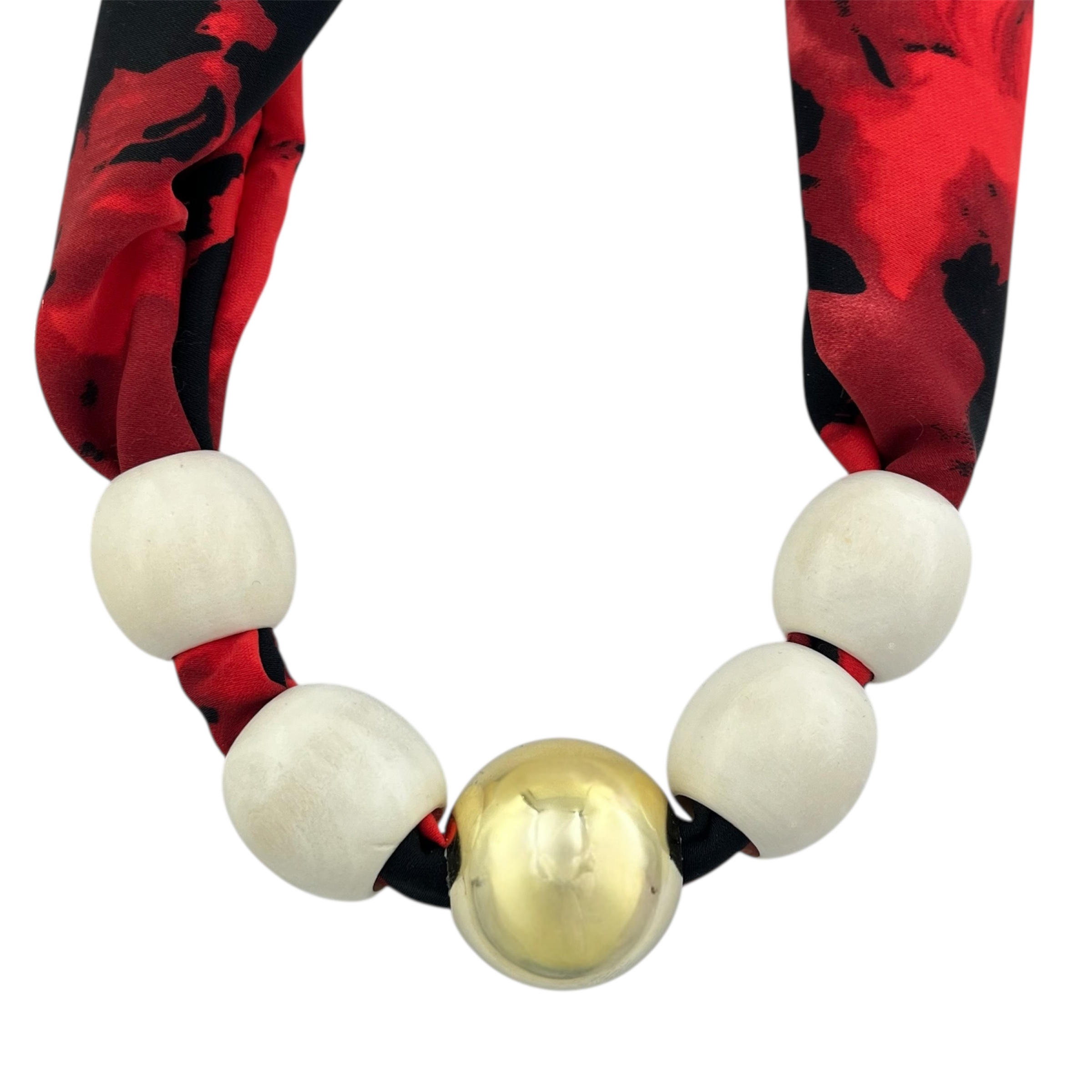 گردنبند زنانه پارچه ای مدل مروارید کد N5161