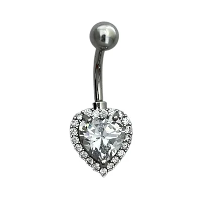 پیرسینگ ناف استیل زنانه مدل قلب جواهری کد P4821