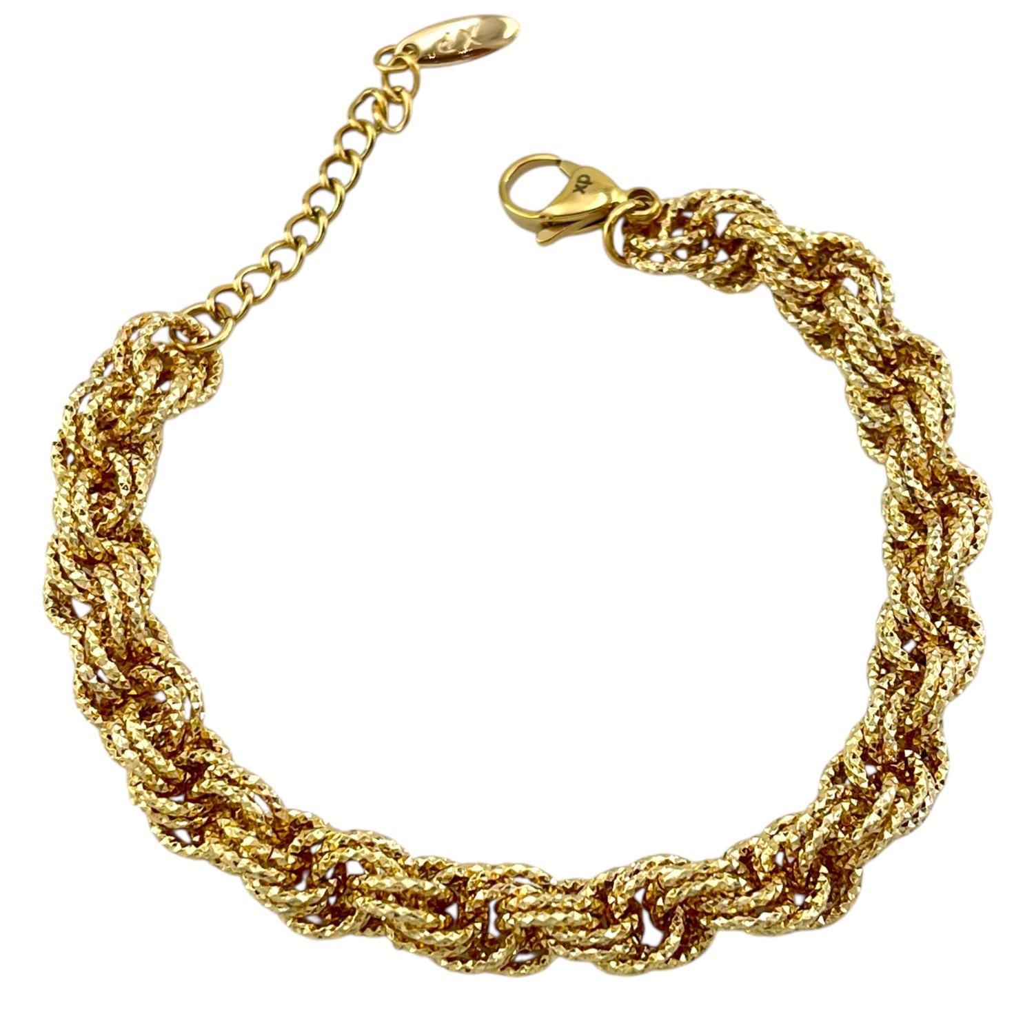 دستبند زنانه  ژوپینگ مدل تراش طرح طلا کد B5427