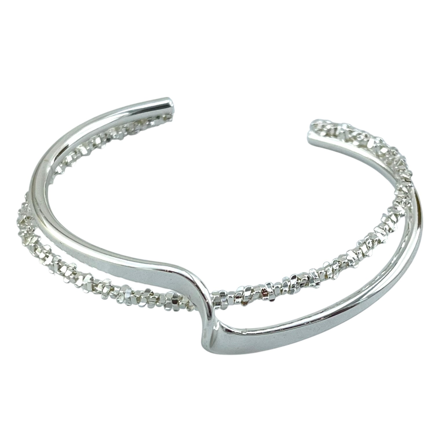 دستبند زنانه بنگل مدل موج و خاویاری کد B5449