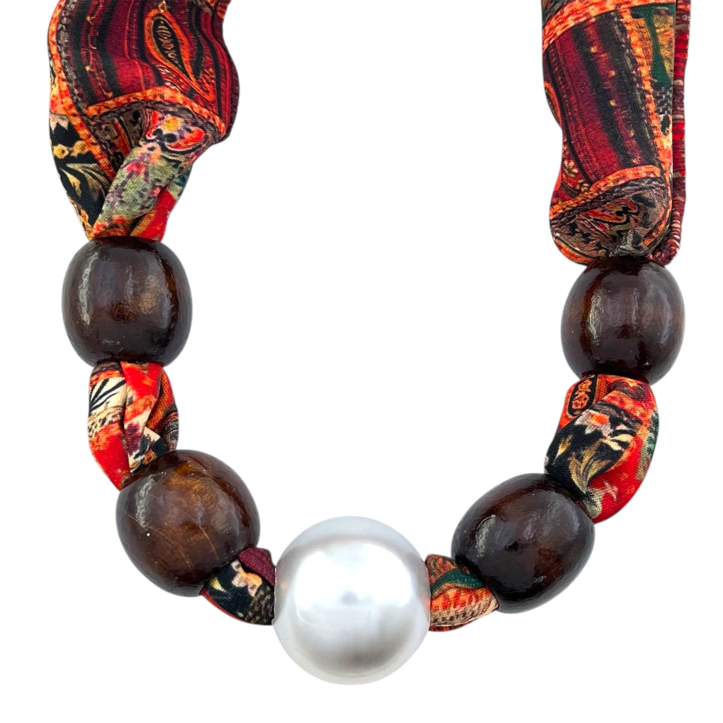 گردنبند زنانه پارچه ای مدل مروارید کد N5168