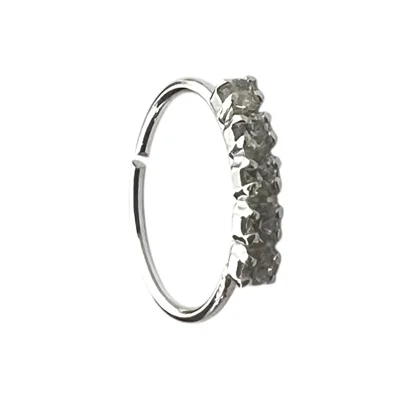 پیرسینگ بینی زنانه نقره مدل حلقه ای نگین کد P4879