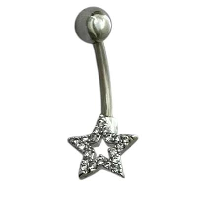 پیرسینگ ناف استیل زنانه مدل ستاره جواهری کد P4830