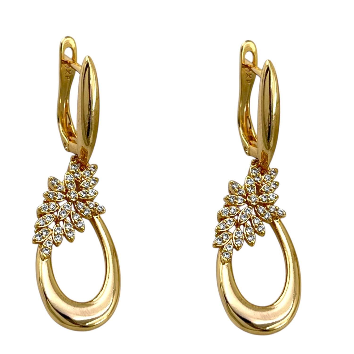 گوشواره زنانه ژوپینگ مدل گل جواهری کد E6292