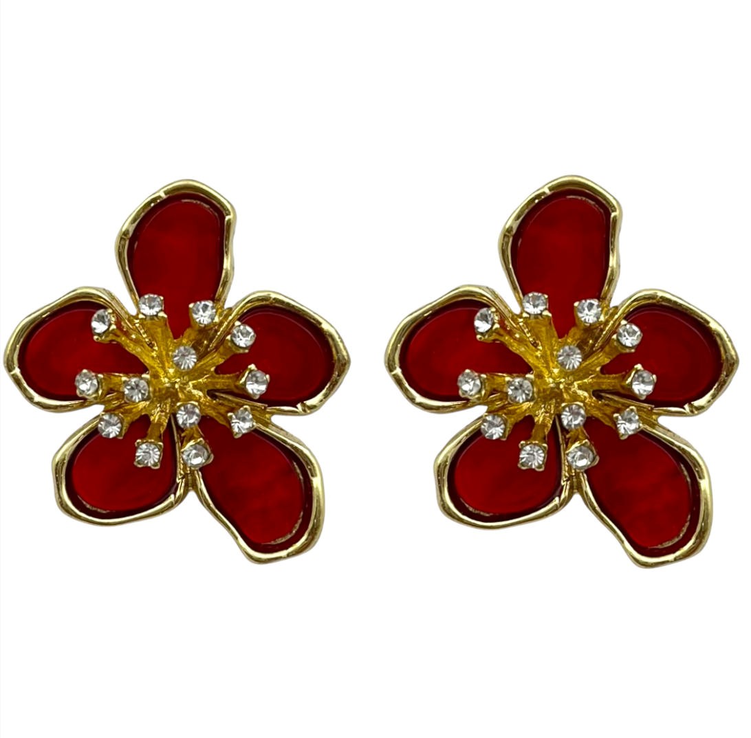 گوشواره زنانه مدل گل و نگین کد E6101