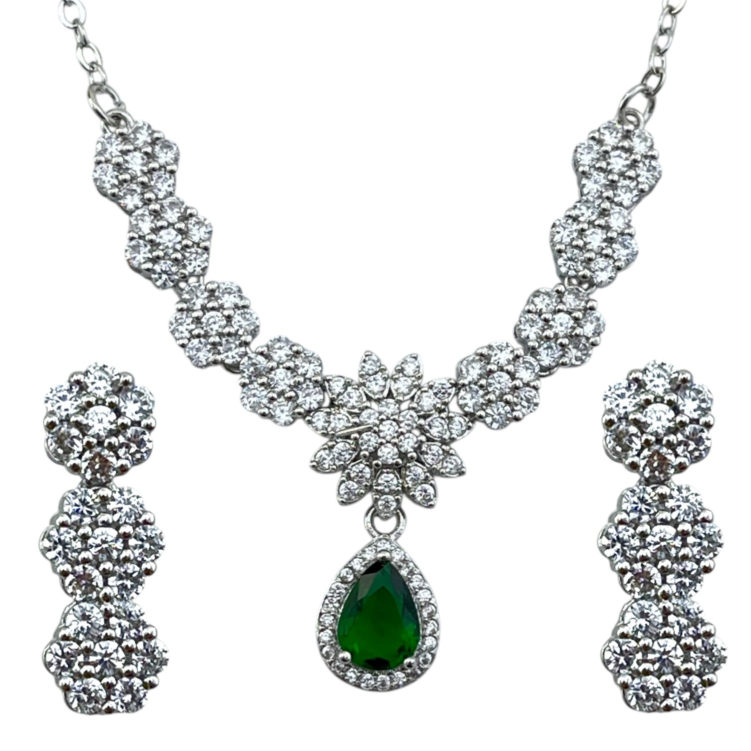 نیم ست زنانه جواهری مدل زمرد کد M4363