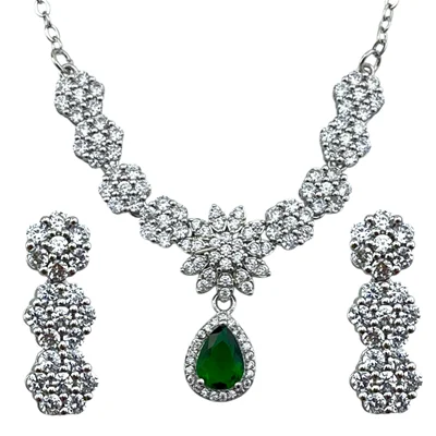 نیم ست زنانه جواهری مدل زمرد کد M4363