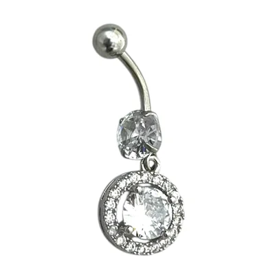 پیرسینگ ناف استیل زنانه مدل نگین جواهری کد P4826