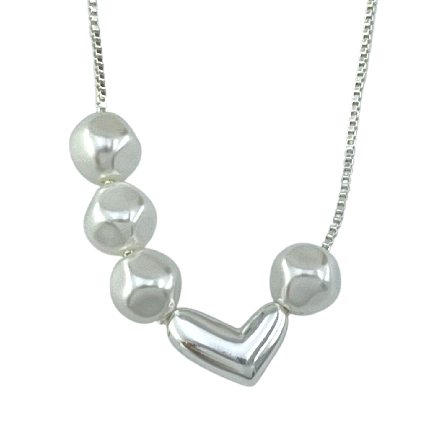 گردنبند زنانه مدل مروارید و قلب کد N5192