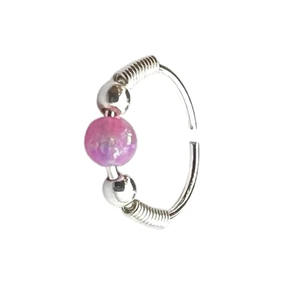 پیرسینگ بینی زنانه نقره مدل حلقه سنگ اوپال کد P4809