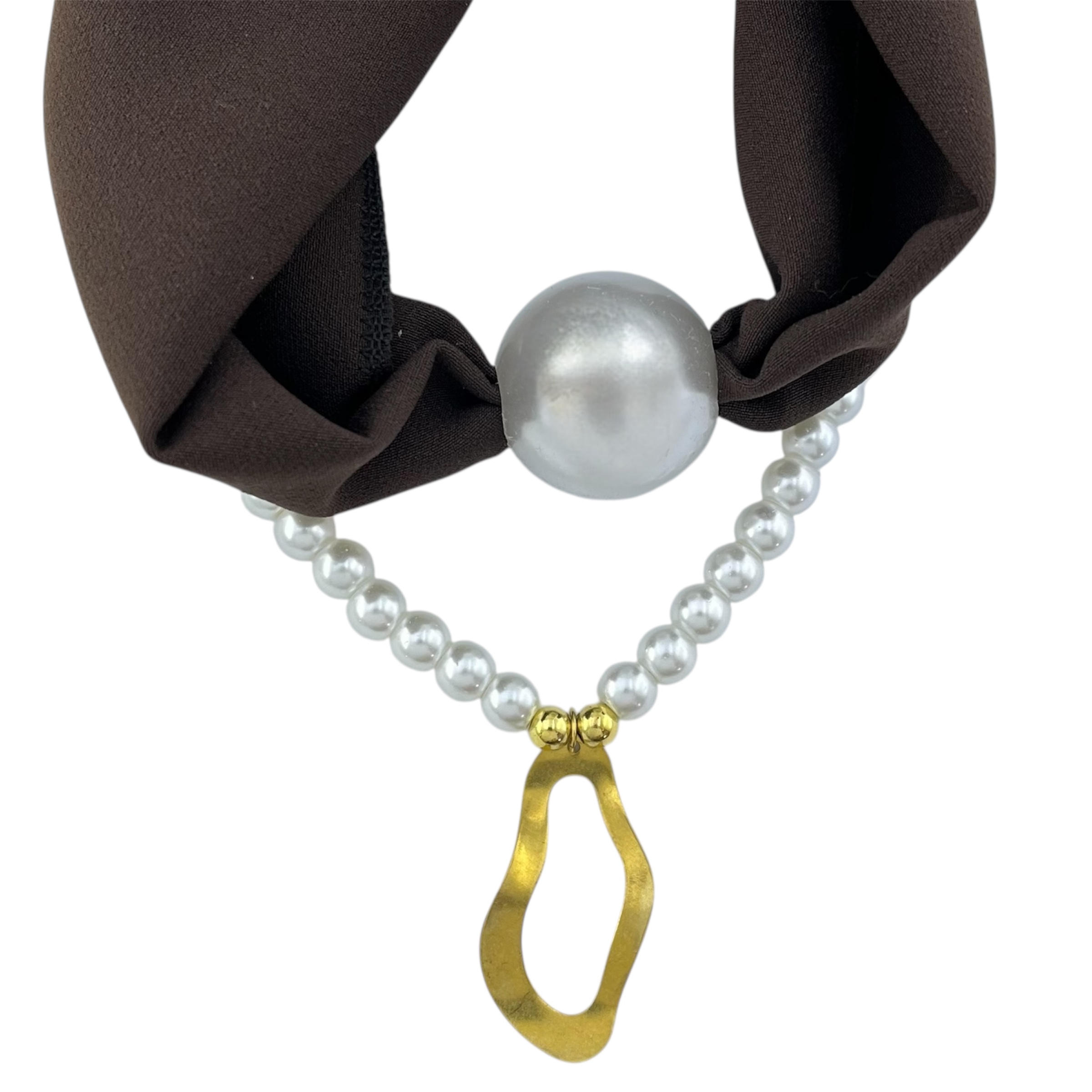 گردنبند زنانه پارچه ای دو لاین مدل مروارید کد N5169