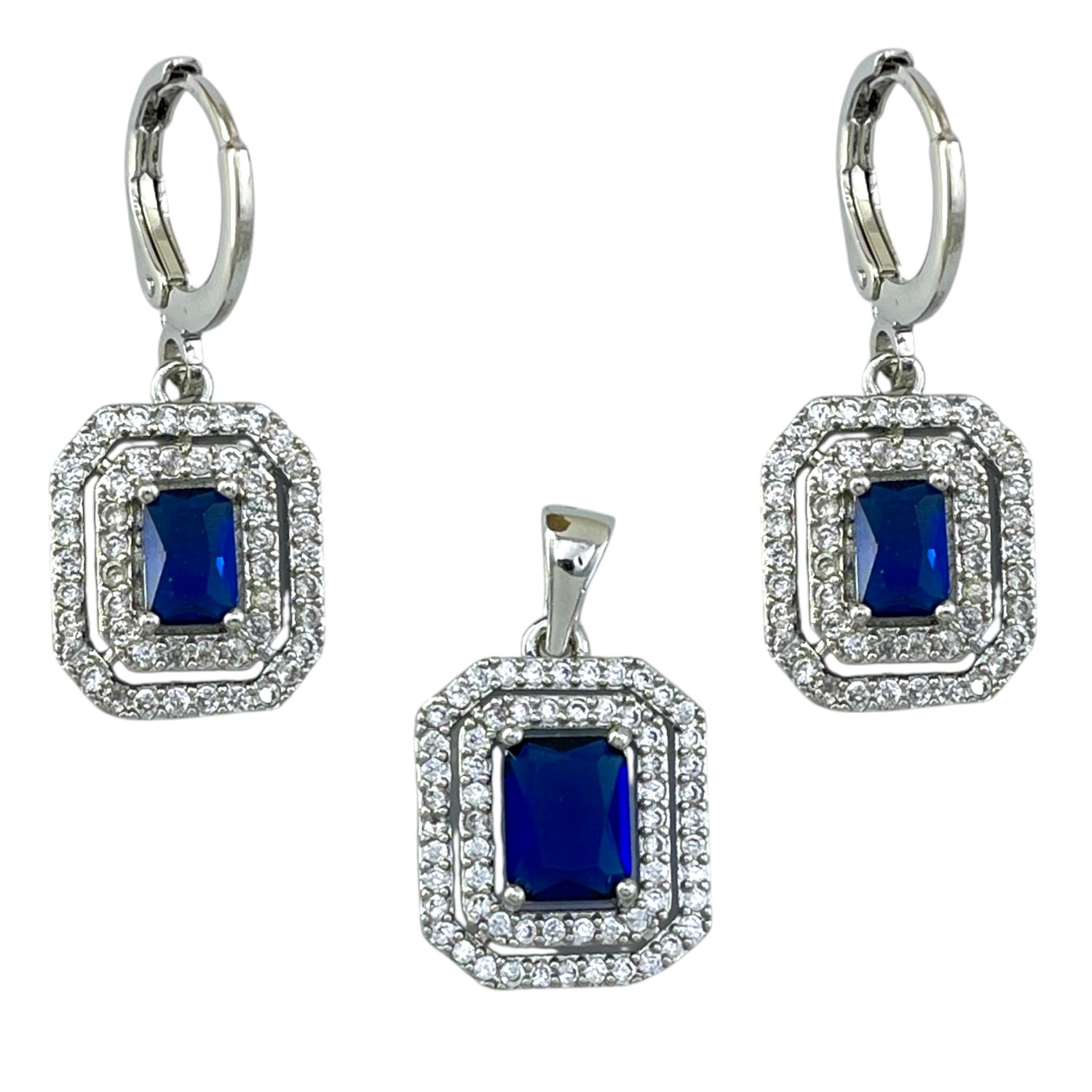 نیم ست زنانه جواهری مدل یاقوت کبود کد M4355