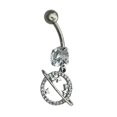 پیرسینگ ناف استیل زنانه مدل کهکشان جواهری کد P4823