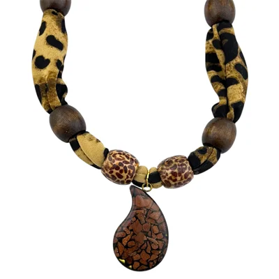 گردنبند زنانه پارچه ای مدل چوبی کد N5156