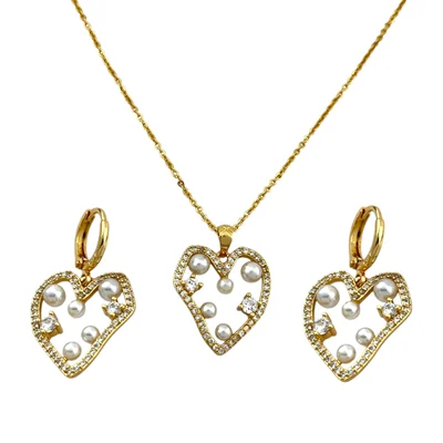 نیم ست زنانه مدل قلب مروارید کد M4339