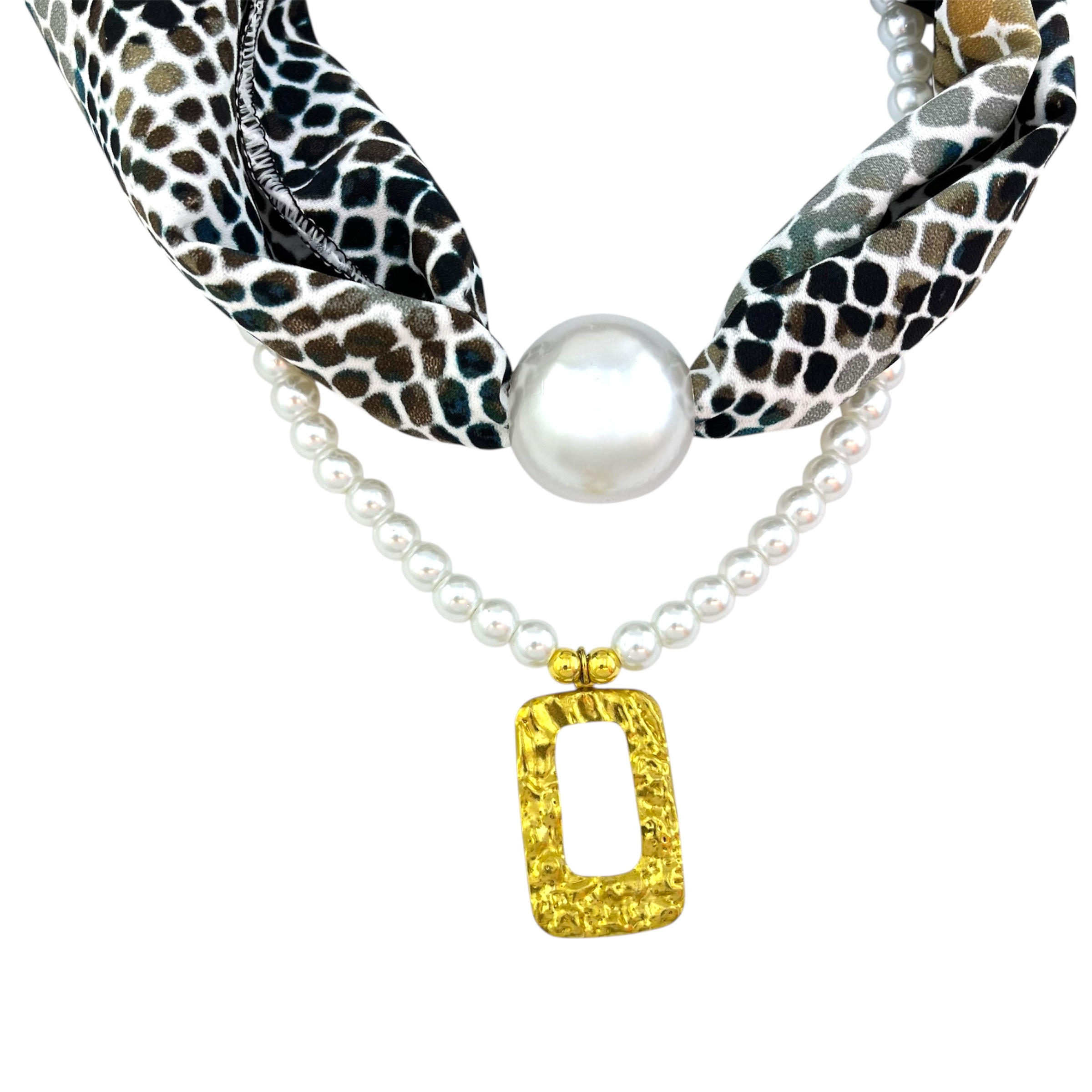 گردنبند زنانه پارچه ای مدل مروارید کد N5155