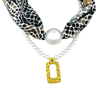 گردنبند زنانه پارچه ای مدل مروارید کد N5155