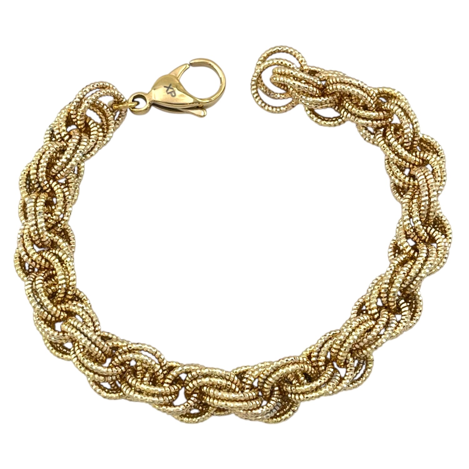 دستبند زنانه  ژوپینگ مدل تراش طرح طلا کد B5424