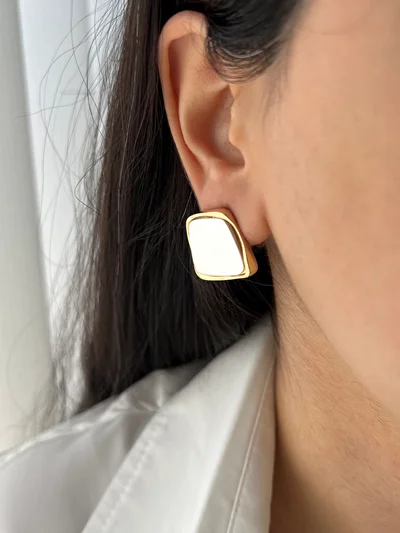 گوشواره مربع صدفی کد E1024