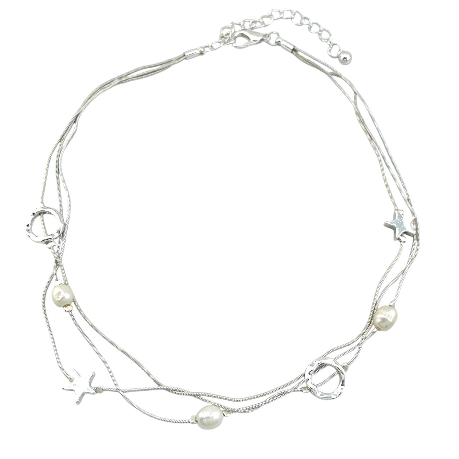 گردنبند زنانه مدل مینیمال اب نقره سه لاین کد N5183