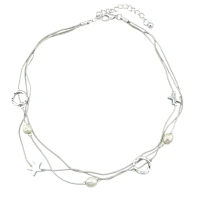 گردنبند زنانه مدل مینیمال اب نقره سه لاین کد N5183