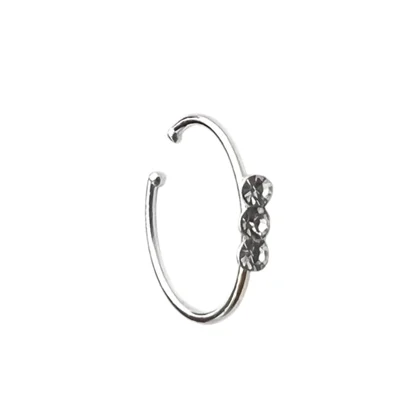 پیرسینگ بینی زنانه نقره مدل حلقه نگین کد P4808