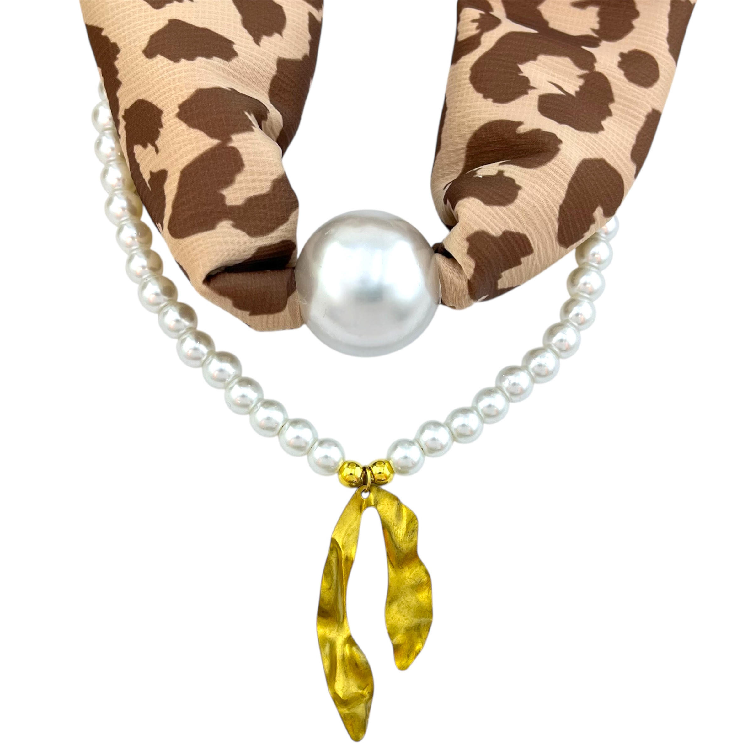 گردنبند زنانه پارچه ای مدل مروارید کد N5154